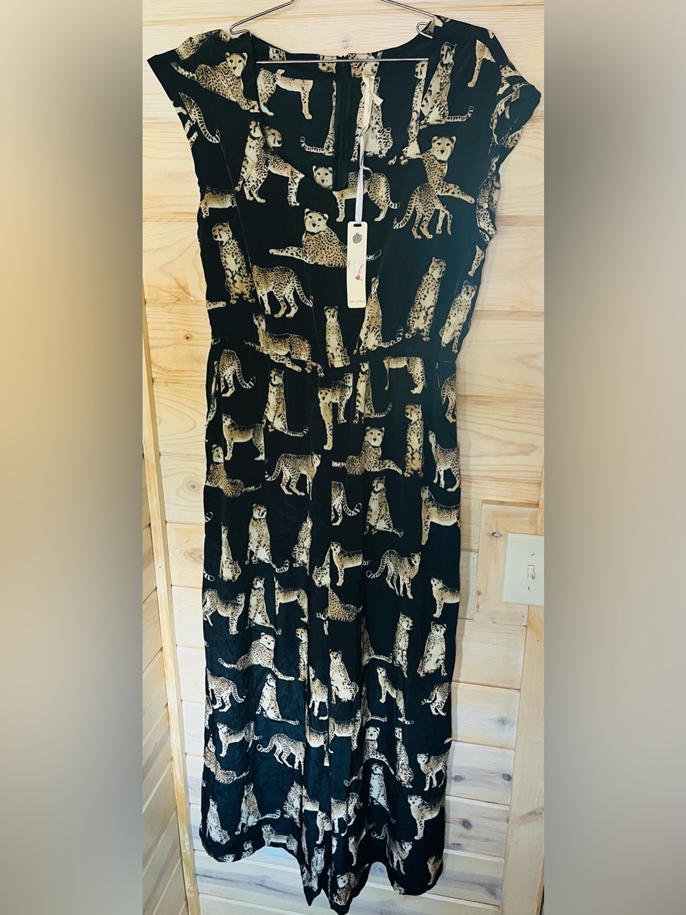 NWT TeeBerry & Weave wide-leg cheetah jumpsuit Size L